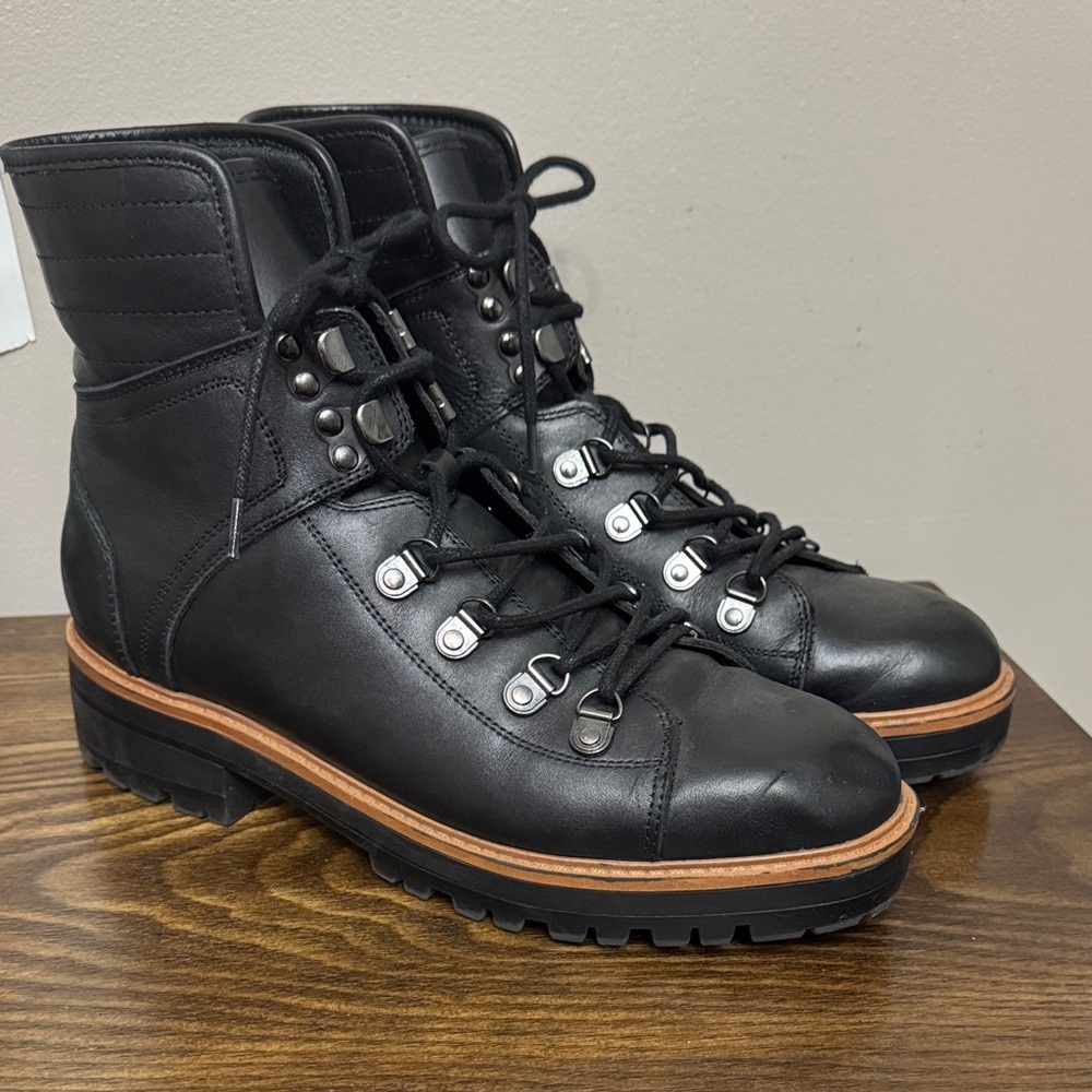 Marc Fisher Black Leather Lace Up Boots